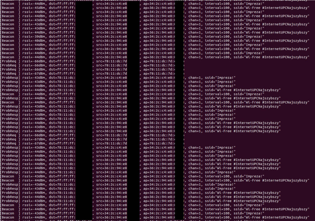 Capturing WiFi Beacon Frames, Probe Requests and Probe Responses in Python with Scapy